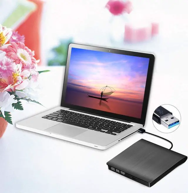 Alt view image 2 of 7 - External DVD Drive, SUMBOAT USB 3.0 Portable Slim DVD CD Rom Burner Rewriter Driver,High Speed Data Transfer for Laptop Mac 10 OS Windows XP /2003/Vista/Win 7/ Win 8/Win 10 Linux