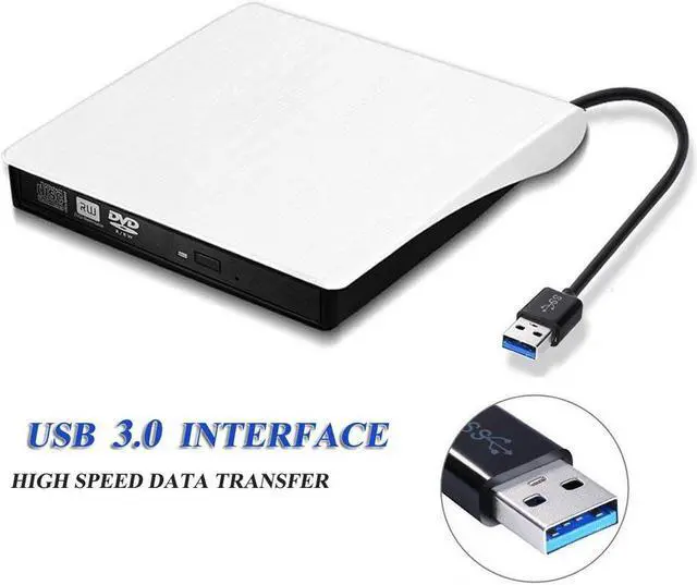 Alt view image 4 of 7 - External DVD Drive, Blingco Ultra Portable Optical USB 3.0 CD DVD-RW DVD ROM Drive, External DVD Burner Writer for Mac Air / Pro or Other Laptop/Desktops Win10 and Win 8, White