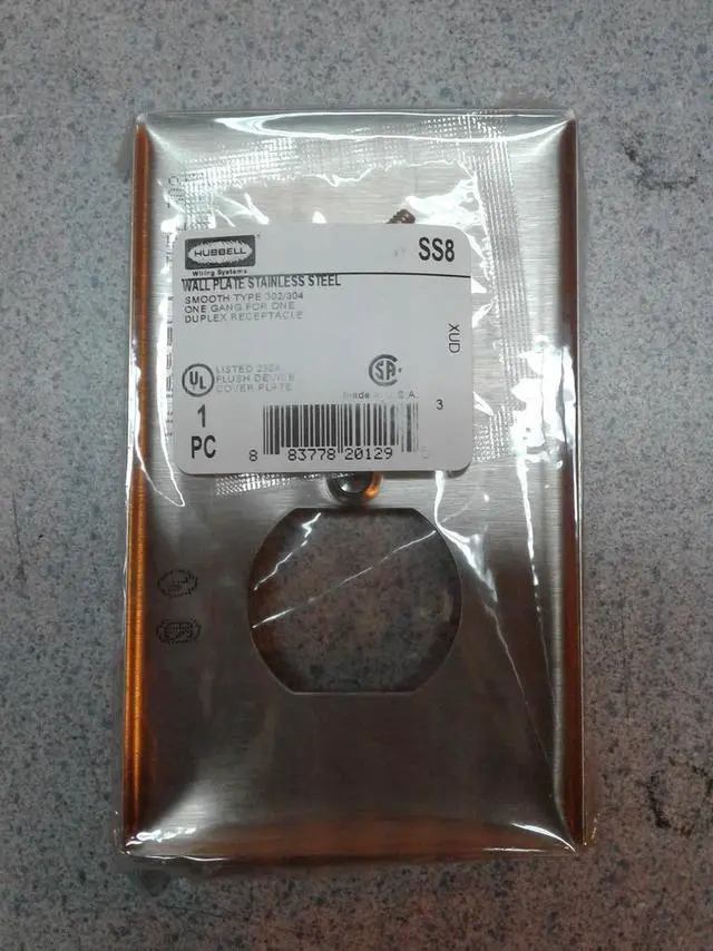 Alt view image 7 of 12 - HUBBELL WIRING DEVICE-KELLEMS SS8 Duplex Receptacle Wall Plate, Vertical,