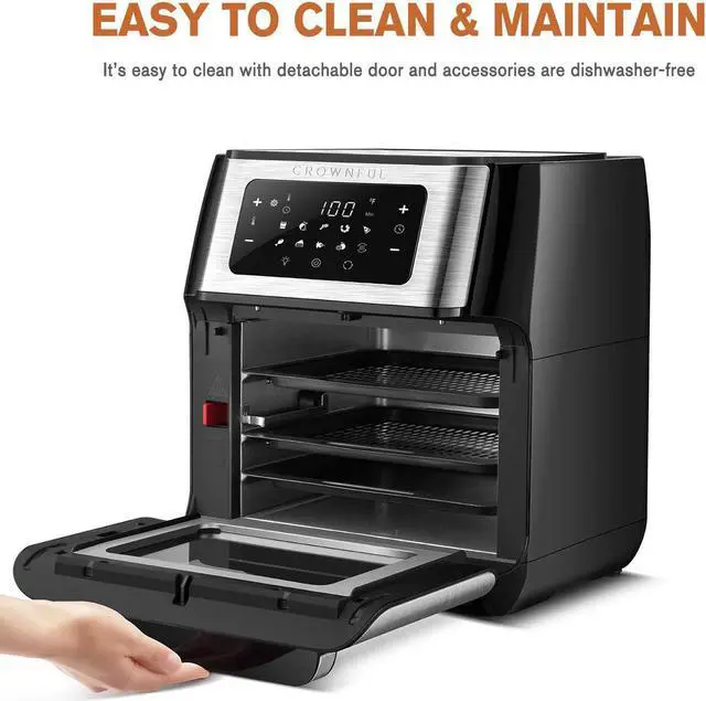 Alt view image 6 of 8 - CROWNFUL 10.6 Quart Air Fryer, 10-in-1 Air Fryer Toaster Oven, Convection Roaster with Rotisserie and Dehydrator, Digital LCD Touch Screen, Accessories and Recipe Included