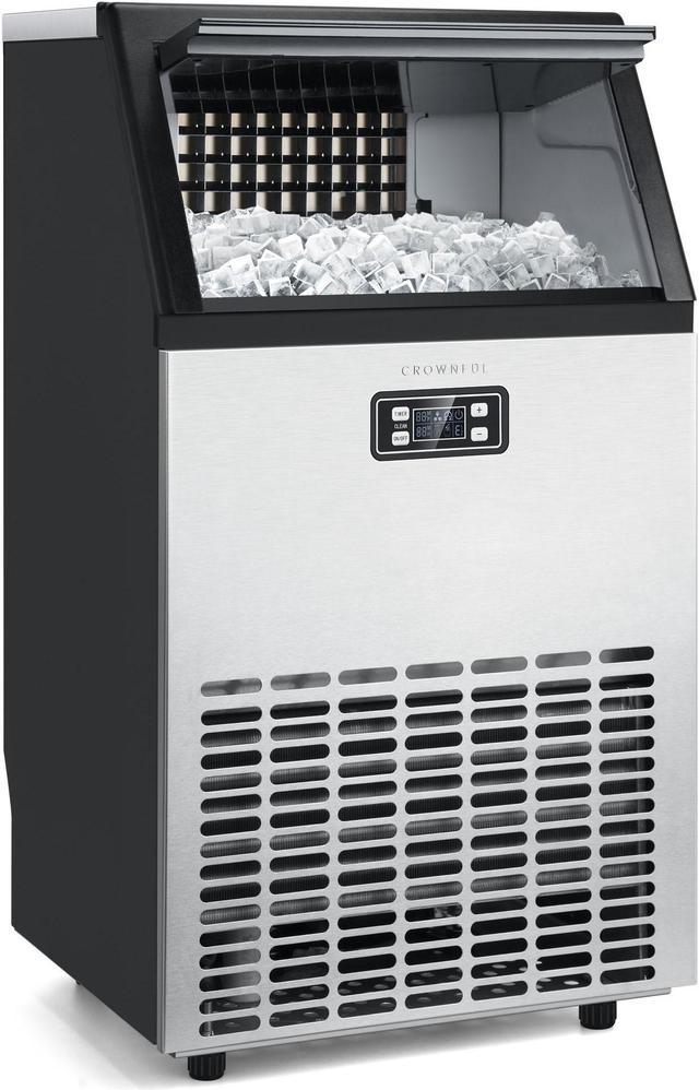 CROWNFUL Commercial Ice Maker 100Lbs/24H, Stainless Steel Ice