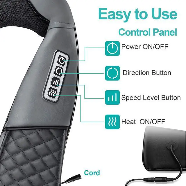 Alt view image 3 of 6 - Medcursor Neck Shoulder Massager with Heat, Electric Shiatsu Back Massage Device, Portable Deep Tissue 3D Kneading Pillow for Muscle Pain Relief