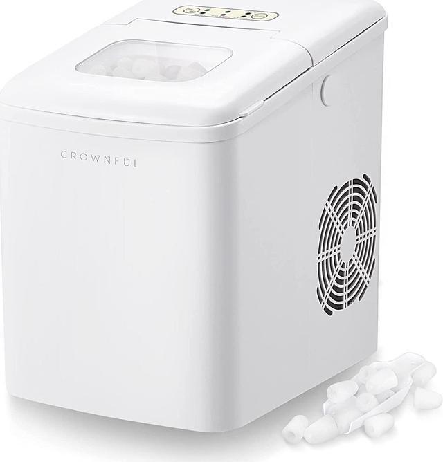 CROWNFUL Ice Maker Machine for Countertop, 9 Bullet Ice Cubes S/L Ready in  7 Minutes, 26lbs/24H, Auto self-Cleaning, Portable Small Ice Maker with  Scoop and Basket, Silver