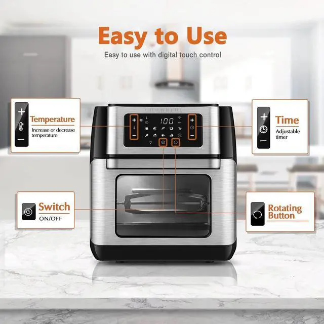 Alt view image 6 of 7 - CROWNFUL Smart Air Fryer Toaster Oven Combo, 10.6 Quart WiFi Convection Roaster with Rotisserie & Dehydrator, Accessories and Recipe Included, Works with Alexa & Google Assistant