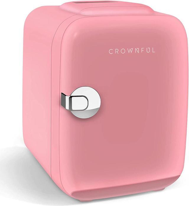 CROWNFUL Mini Fridge, 4 Liter/6 Can Portable Cooler and Warmer Personal  Refrigerator for Skin Care, Cosmetics, Beverage, Food,Great for Bedroom,  Office, Car, Dorm, ETL Listed Pink 