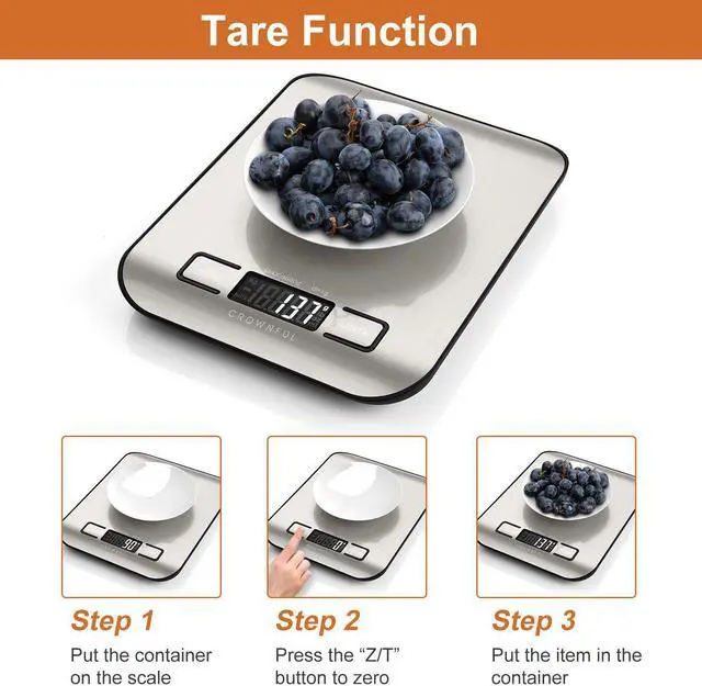 Alt view image 4 of 7 - CROWNFUL Food Scale, 11lb Digital Kitchen Scales Weight Ounces and Grams for Cooking and Baking, 6 Units with Tare Function (Battery Included)