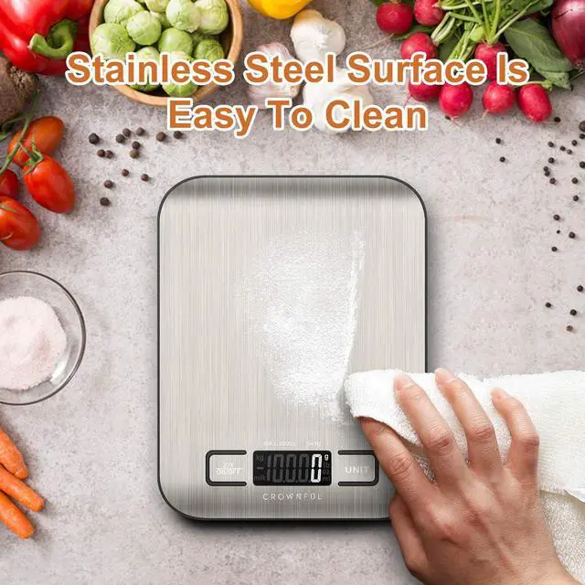 Alt view image 7 of 7 - CROWNFUL Food Scale, 11lb Digital Kitchen Scales Weight Ounces and Grams for Cooking and Baking, 6 Units with Tare Function (Battery Included)