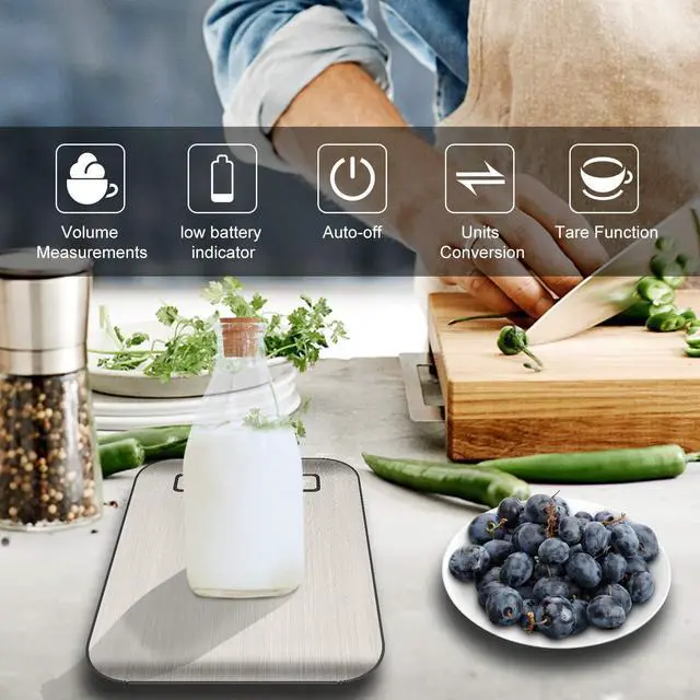 Alt view image 6 of 7 - CROWNFUL Food Scale, 11lb Digital Kitchen Scales Weight Ounces and Grams for Cooking and Baking, 6 Units with Tare Function (Battery Included)