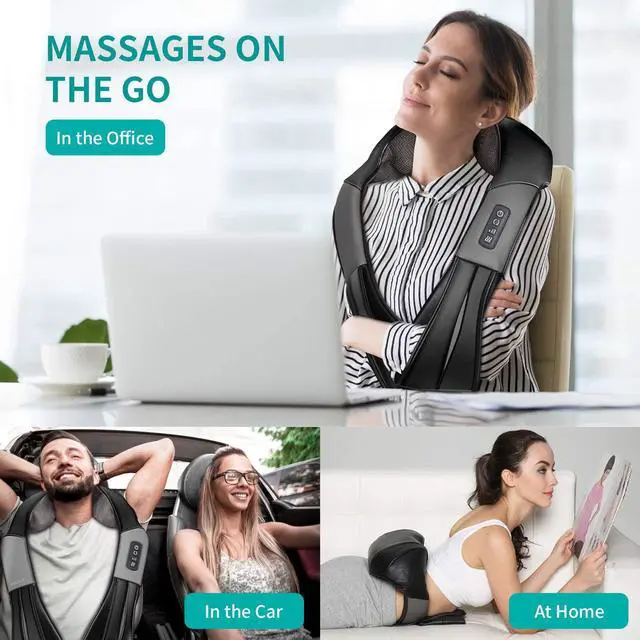Alt view image 7 of 7 - Shiatsu Neck and Back Massager with Soothing Heat, Nekteck Electric Deep Tissue 3D Kneading Massage Pillow for Shoulder, Leg, Body Muscle Pain Relief Blue