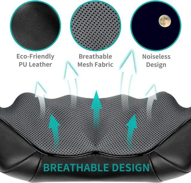 Alt view image 5 of 7 - Shiatsu Neck and Back Massager with Soothing Heat, Nekteck Electric Deep Tissue 3D Kneading Massage Pillow for Shoulder, Leg, Body Muscle Pain Relief Blue