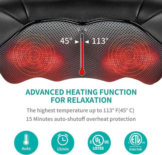 Alt view image 4 of 7 - Shiatsu Neck and Back Massager with Soothing Heat, Nekteck Electric Deep Tissue 3D Kneading Massage Pillow for Shoulder, Leg, Body Muscle Pain Relief Blue