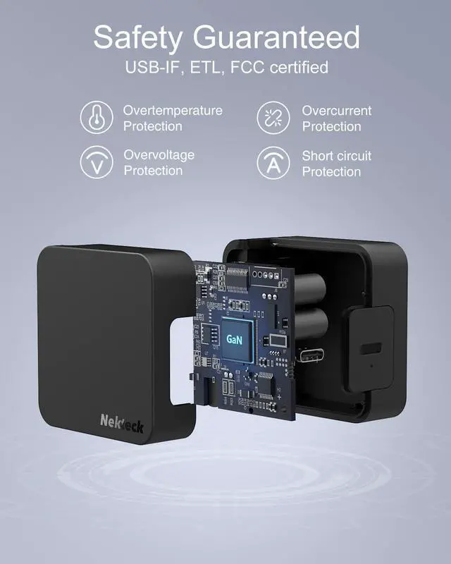 Alt view image 9 of 9 - nekteck 60w usb c charger [gan tech], pd 3.0 fast charger[usb-if & etl certified] with foldable plug, compatible with macbook air/pro, ipad air/pro, iphone 12 pro max, switch, galaxy, pixel and more