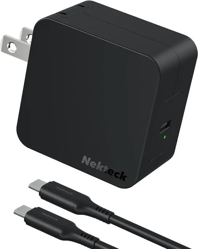 Alt view image 2 of 9 - nekteck 60w usb c charger [gan tech], pd 3.0 fast charger[usb-if & etl certified] with foldable plug, compatible with macbook air/pro, ipad air/pro, iphone 12 pro max, switch, galaxy, pixel and more