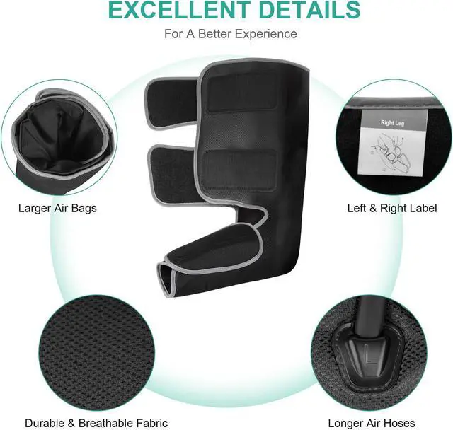 Alt view image 5 of 6 - Medcursor Air Compression Leg Massager , Calf and Foot Massager for Circulation and Fatigue Relief, Home Office Use - 3 Modes, 3 Intensities