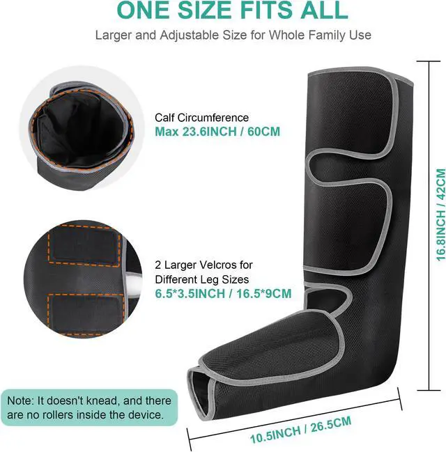 Alt view image 4 of 6 - Medcursor Air Compression Leg Massager , Calf and Foot Massager for Circulation and Fatigue Relief, Home Office Use - 3 Modes, 3 Intensities