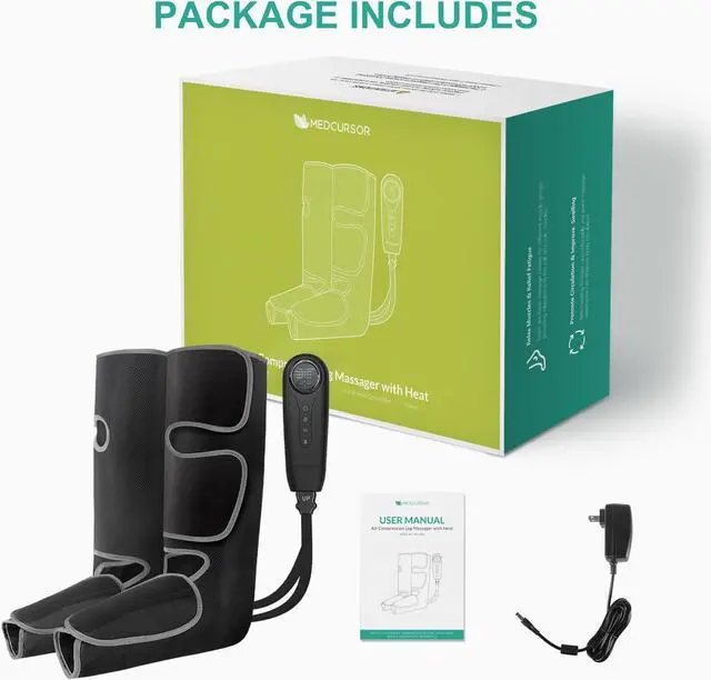Alt view image 6 of 6 - Medcursor Air Compression Leg Massager , Calf and Foot Massager for Circulation and Fatigue Relief, Home Office Use - 3 Modes, 3 Intensities