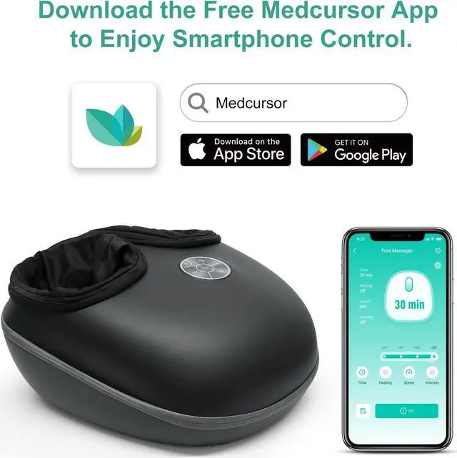 Alt view image 4 of 7 - Medcursor Foot Massager with Heat, Shiatsu Deep Kneading Machine, Smart APP Mobile Control, Delivers Relief for Tired Muscles and Plantar, Multi-Level Settings & Adjust for Home and Office Use