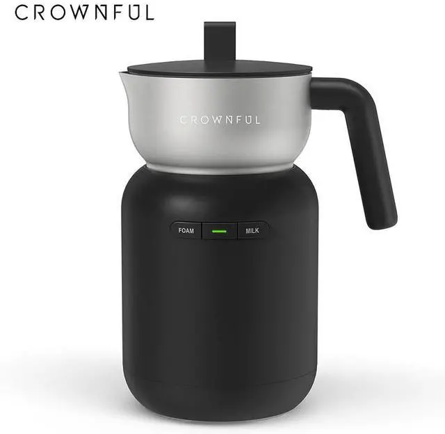 Main image of CROWNFUL Commercial Grade Milk Frother and Steamer, 5-in-1 Electric Frother w/ Temperature Control, Dishwasher Safe, Auto Shut-Off for Latte, Cappuccino, Coffee, Macchiato