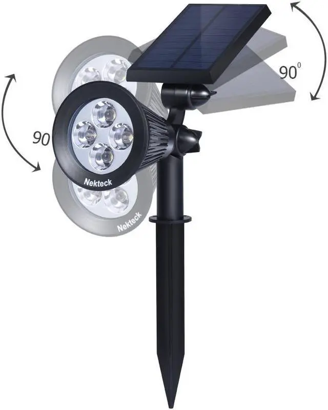 Alt view image 2 of 6 - Nekteck Solar Lights Outdoor, 2-in-1 Solar Spotlights Powered 4 LED Adjustable Wall Light Landscape Lighting, Bright and Dark Sensing, Auto On/Off (4 Pack, Warm White)