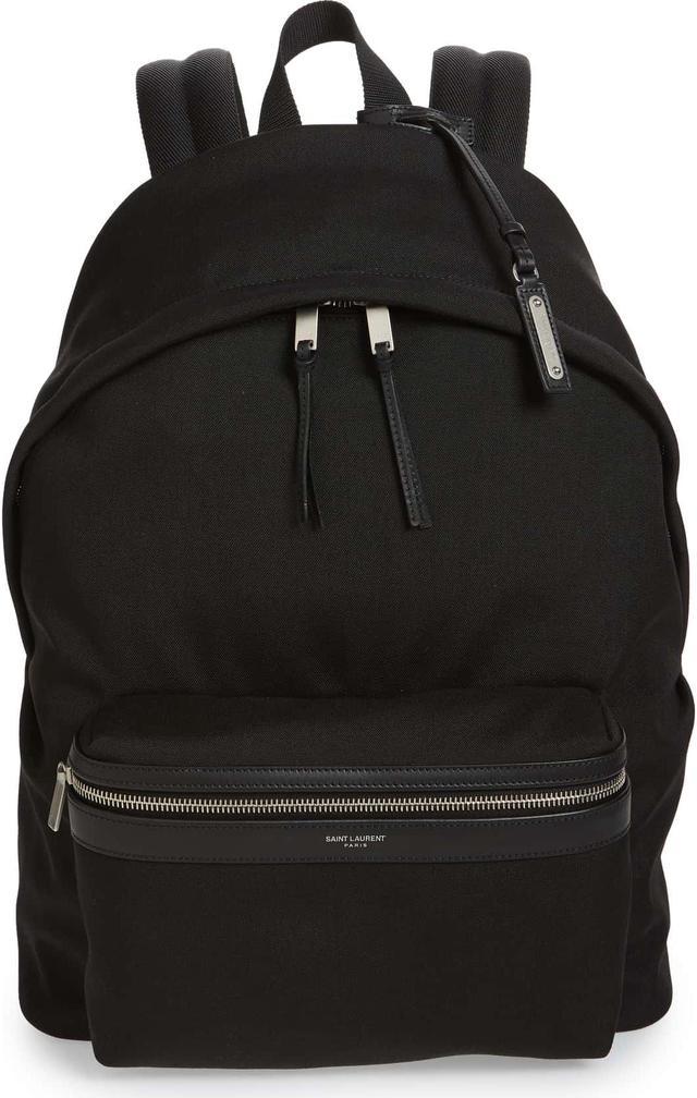 Saint Laurent Navy Blue/Black Leather and Canvas Classic Backpack