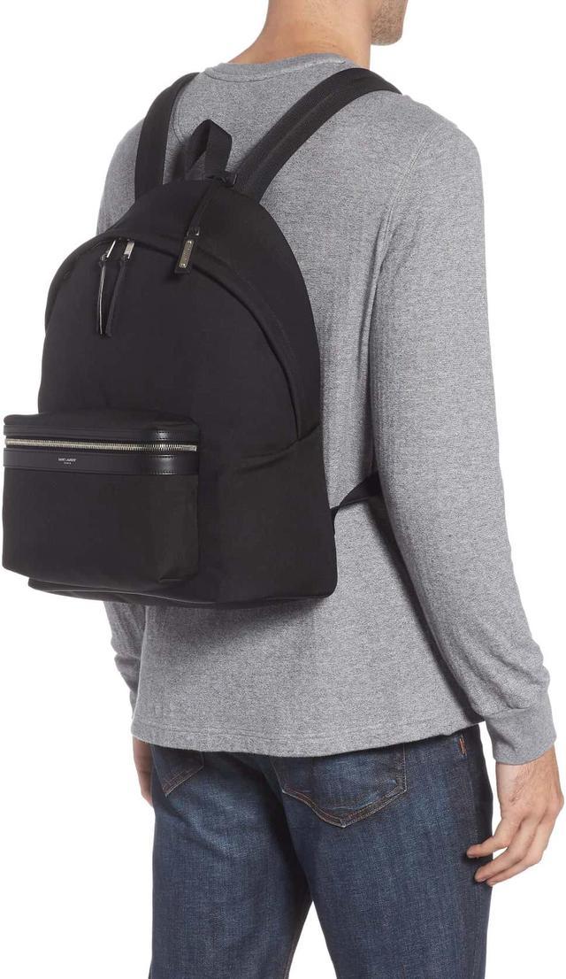 Saint Laurent City Backpack in Nylon Canvas and Leather