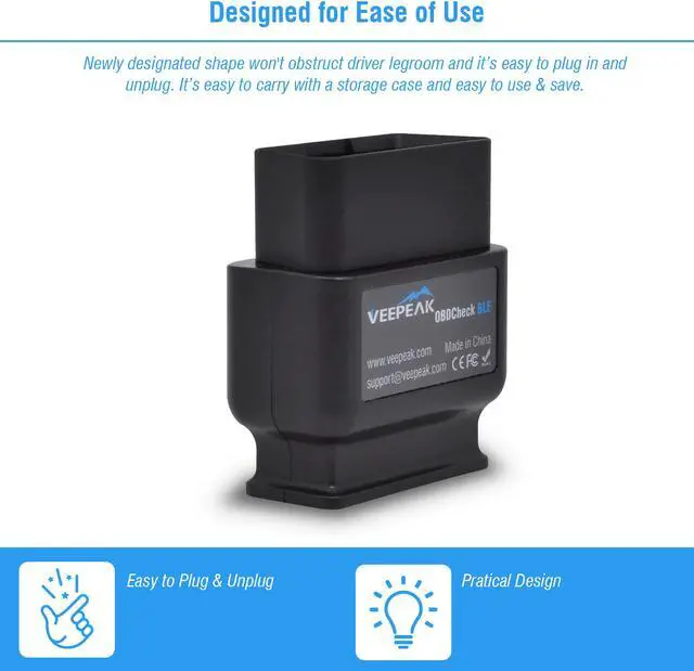Alt view image 4 of 4 - Veepeak OBDCheck BLE+ Bluetooth 4.0 OBD2 Scanner Adapter Check Engine Diagnostic Code Reader for iOS & Android Supports 1996 and Newer Vehicles in the US