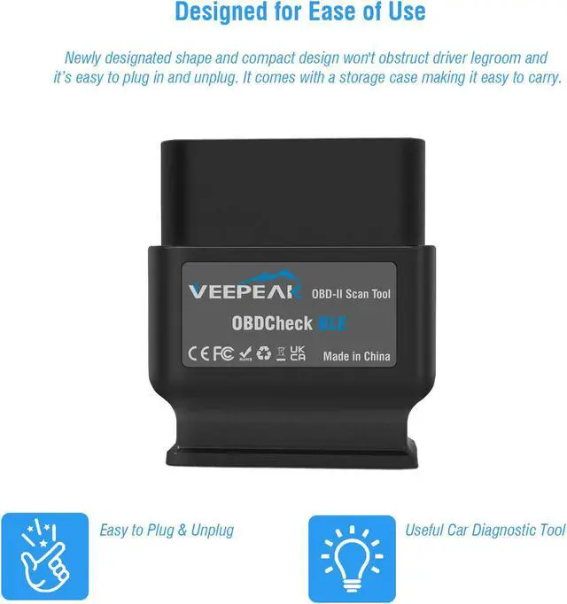 Alt view image 6 of 7 - Veepeak Bluetooth 4.0 OBD2 Scanner Car Code Reader Automotive OBD II Diagnostic Tool for iOS & Android Compatible with Year 1996+ Vehicles in the US