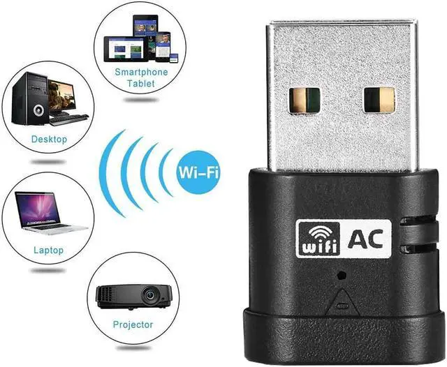 Alt view image 4 of 5 - 1 pcs Mini USB WiFi Adapter AC 600Mbps Wireless Aerial PC Network Card Dual Band 2.4+5.8Ghz 802.11AC Wi fi USB Lan Ethernet Receiver