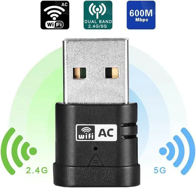 Alt view image 3 of 5 - 1 pcs Mini USB WiFi Adapter AC 600Mbps Wireless Aerial PC Network Card Dual Band 2.4+5.8Ghz 802.11AC Wi fi USB Lan Ethernet Receiver