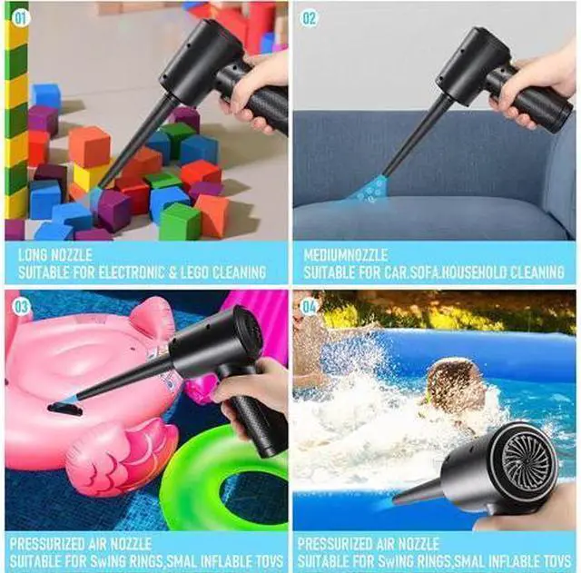 Alt view image 2 of 6 - Compressed Air Duster - 3 Gear Speed 55000 RPM 7600mAh 7.2KPA Electric Air Duster, Replaces Compressed Air Cans, Cordless air Blower Rechargeable for Cleaning Camera Computer, Household and Pet Hair