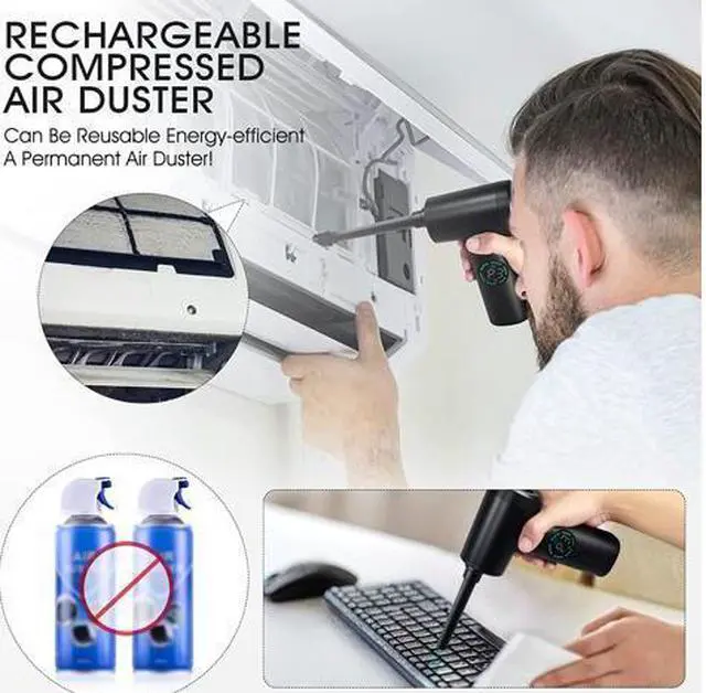 Alt view image 3 of 7 - Compressed Air Duster, 110000 RPM Keyboard Cleaner for Office, 3 Adjustable Speed Electric Air Duster, Good Replacement for Compressed Air Can, 6000 mAh Rechargeable Electric Duster for Deep Cleaning