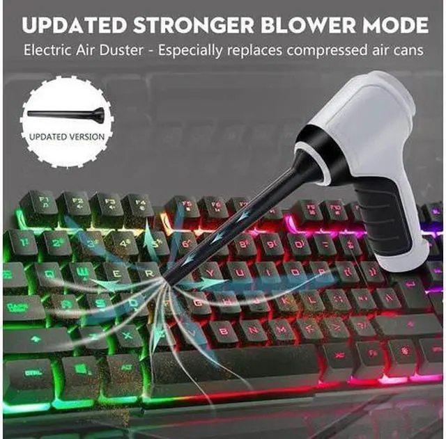 Alt view image 2 of 6 - ompressed Air Duster, Keyboard Cleaner, 3-in-1 Mini Vacuum, 36000 RPM Electric Canned Air Kit, Cordless Air Can for Computer Desk Electronics Dust Cleaning, Air Blower with Rechargeable Battery