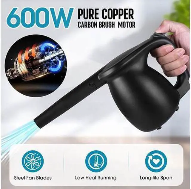 Alt view image 2 of 7 - Air Blower for Computer - Electric Air Duster, 600W High Power Portable Compressed Air Duster Cans for Laptop, PC,Computer, Car, Hairs, Crumbs, Scraps Cleaner