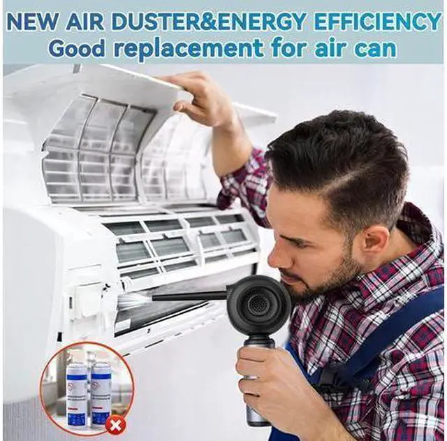 Alt view image 2 of 7 - Compressed Air Duster, Electric Air Duster 50000RPM Rechargeable, Cordless Air Blower and Vacuum Cleaner 2-in-1 Replaces Compressed Air Cans Canned Air for Cleaning Computer Keyboard Camera