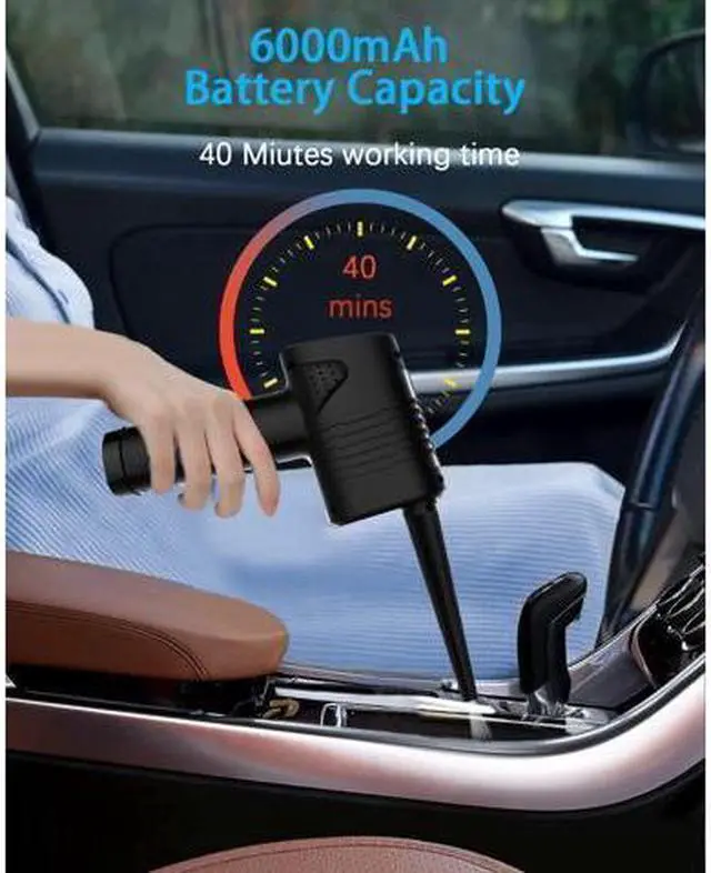 Alt view image 4 of 7 - Compressed Air Duster, 6000mAh 3-Gear to 40000 RPM Compressed Air Duster with LED Screen, Portable Electric Air Can, Cordless Blower Computer Cleaning Kit, Brushless motor, low noise