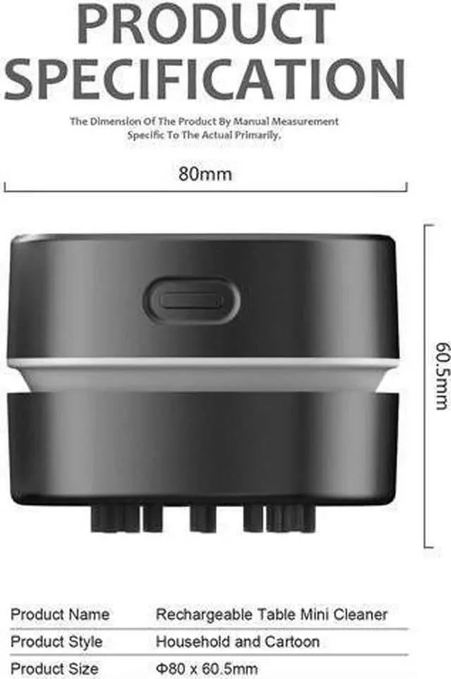 Alt view image 2 of 6 - Desktop Vacuum cleaner,Mini table dust sweeper Energy Saving with auto power-off function,High endurance up to 400 mins,Cordless&360º Rotatable Design for Keyboard/Home/Office(black charging)
