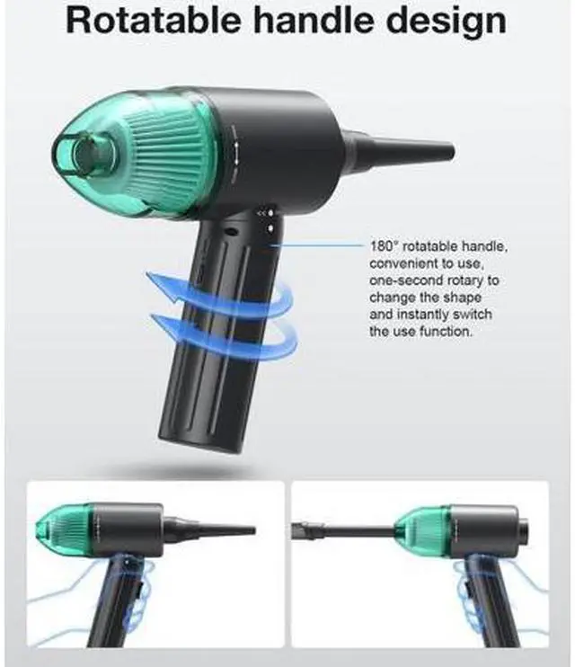 Alt view image 4 of 7 - Electric Compressed Air Duster & Vacuum, Electric Air Blower, 4 in 1 Function Powerful 3-Gear to 90000RPM/12000PA Keyboard Cleaner, Rechargeable Cordless Air Duster for Computer/Car/Pet Hair