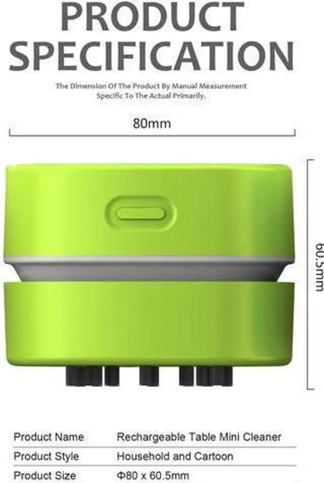 Alt view image 2 of 6 - Desktop Vacuum cleaner,Mini table dust sweeper Energy Saving with auto power-off function,High endurance up to 400 mins,Cordless&360º Rotatable Design for Keyboard/Home/Office(green charging)