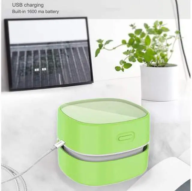 Alt view image 3 of 6 - Desktop Vacuum cleaner,Mini table dust sweeper Energy Saving with auto power-off function,High endurance up to 400 mins,Cordless&360º Rotatable Design for Keyboard/Home/Office(green charging)