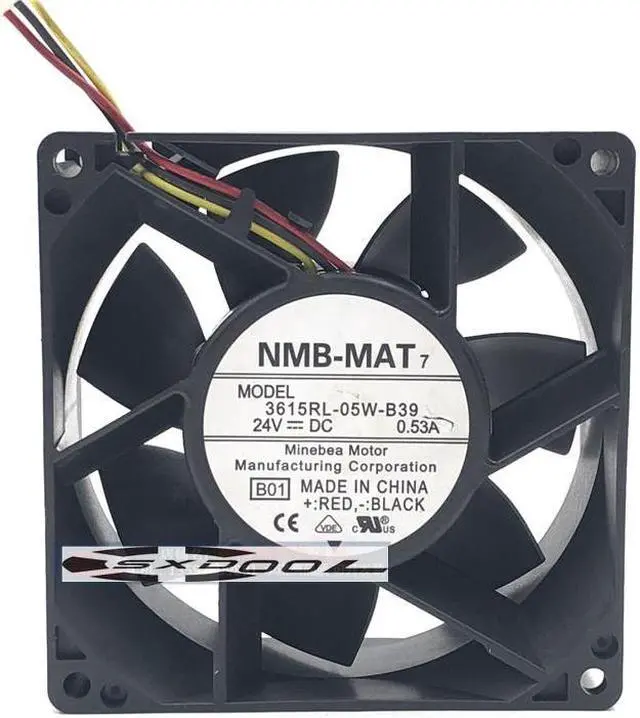 Main image of NMB 3615RL-05W-B39 B01 DC 24V 0.53A 90x90x38mm 3-Wire 3-pin Server Cooling Fan