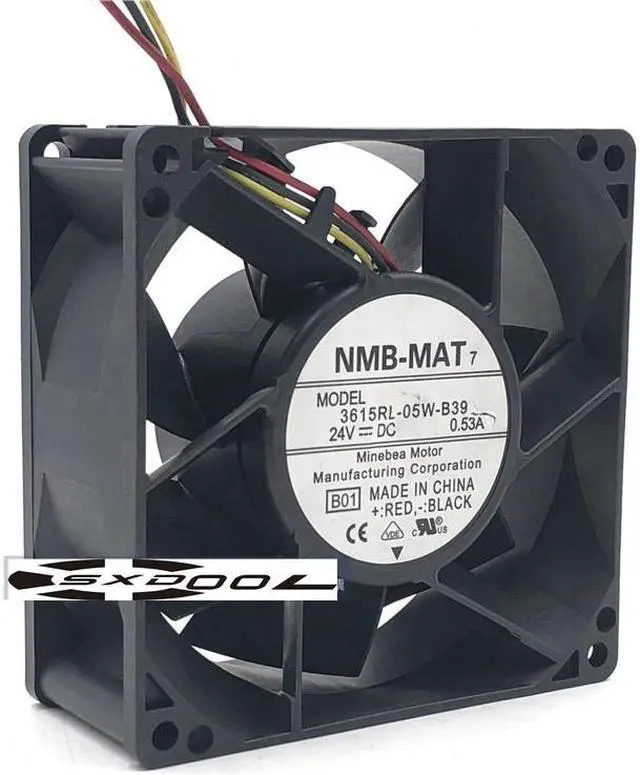 Alt view image 4 of 5 - NMB 3615RL-05W-B39 B01 DC 24V 0.53A 90x90x38mm 3-Wire 3-pin Server Cooling Fan