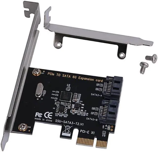 Alt view image 2 of 7 - PCIe PCI Express to SATA3.0 2-Port SATA III 6G Controller Expansion Card Adapter For chia mining