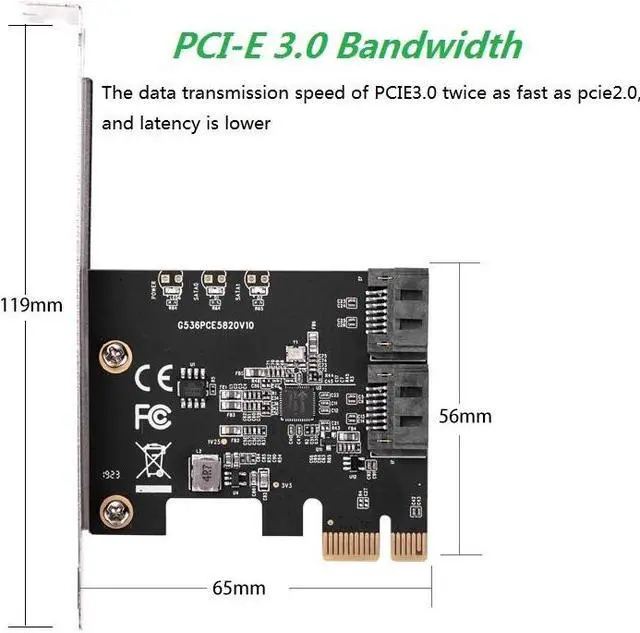Alt view image 5 of 7 - PCIe PCI Express to SATA3.0 2-Port SATA III 6G Controller Expansion Card Adapter For chia mining