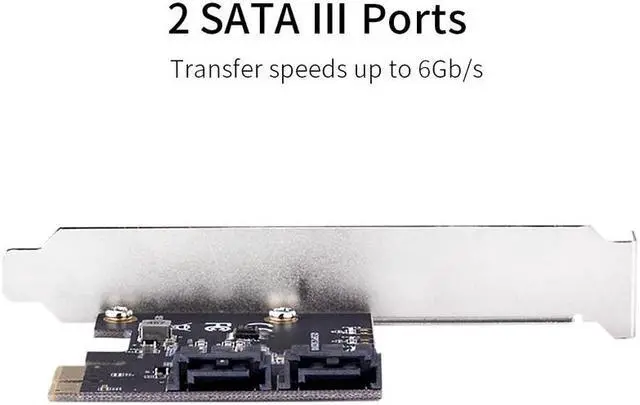 Alt view image 6 of 7 - PCIe PCI Express to SATA3.0 2-Port SATA III 6G Controller Expansion Card Adapter For chia mining