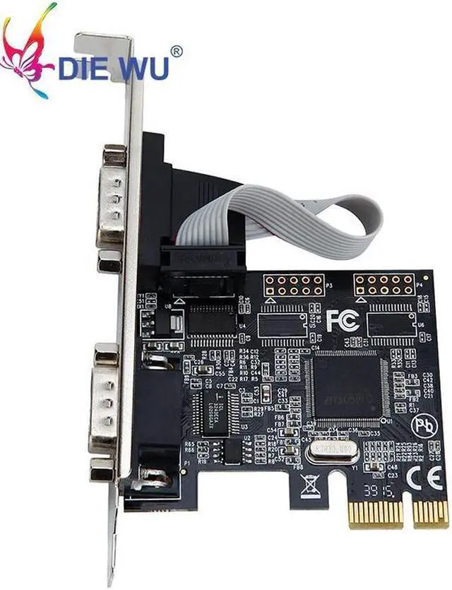 Alt view image 3 of 6 - PCI Express I/O card Dual Serial DB9 RS232 COM 2 Ports Controller Adapter riser Card Expansion card TXB068