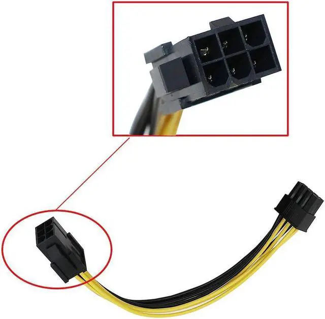 Alt view image 4 of 4 - 2PCS 6 Pin Feamle To 8 Pin Male PCI Express Power Converter Cable CPU Video Graphics Card 6Pin To 8Pin PCIE Power Cable 20cm
