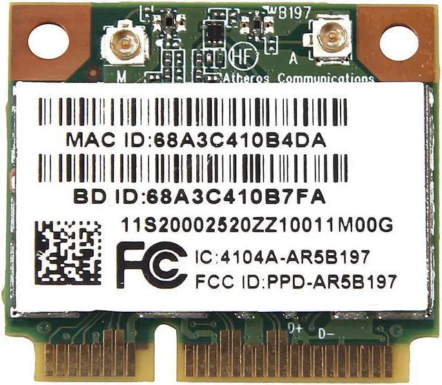 Main image of Atheros AR5B197 802.11 b/g/n Bluetooth 3.0 WiFi PCI-E Wireless Card For IBM 470