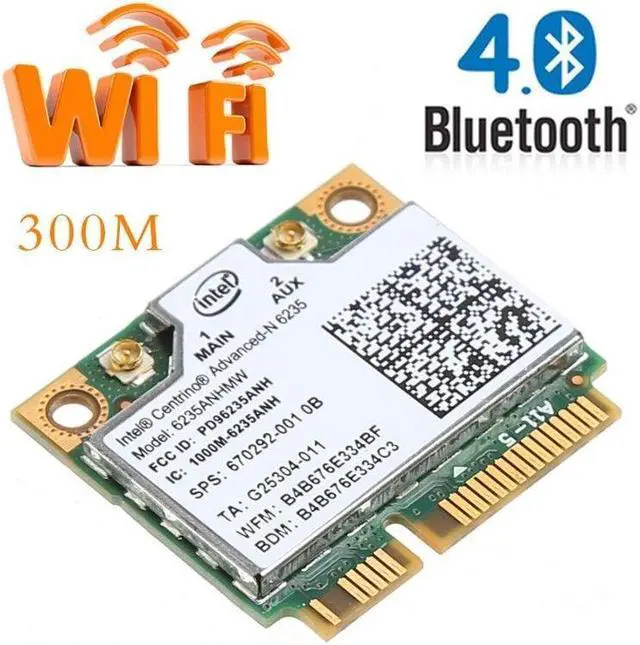 Alt view image 3 of 7 - 2.4/5G 300M WiFi Bluetooth 4.0 Wireless Half Mini PCI-E Card For Intel 6235ANHMW