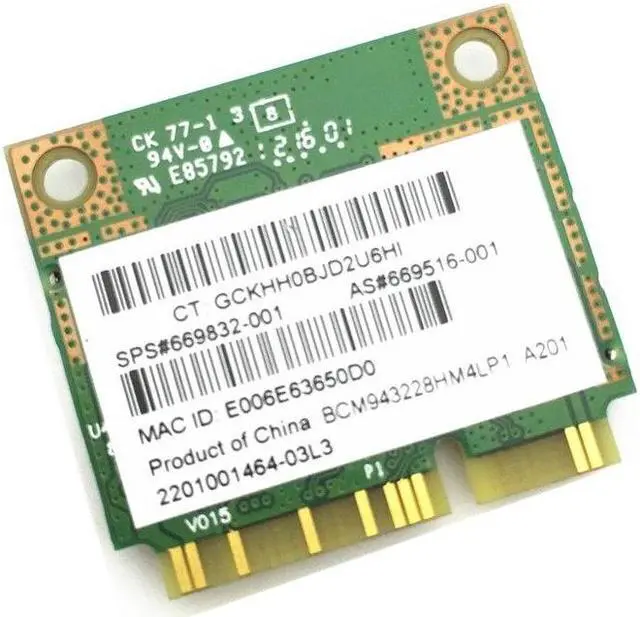 Alt view image 4 of 4 - BCM943228HM4L BCM43228 300Mbps 2.4G/5GHZ 802.11 a/b/g/n half Mini PCI-E Wireless card for 8470P 8570W 2570P