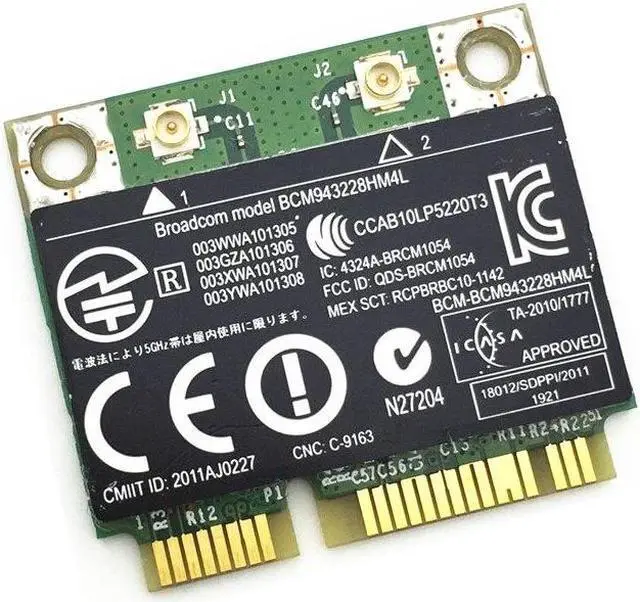 Alt view image 3 of 4 - BCM943228HM4L BCM43228 300Mbps 2.4G/5GHZ 802.11 a/b/g/n half Mini PCI-E Wireless card for 8470P 8570W 2570P